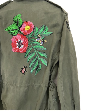 Veste militaire kaki  Flowers "M"